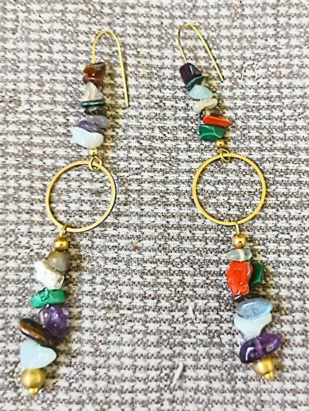 Large 'Variety Show' Handmade Multi Stone Chip Earrings